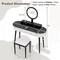 Costway Solid Wood Makeup Vanity Desk Set with LED Lighted Mirror Drawers Cushioned Stool White + Brown/Black + Brown/White + Black/White + Natural